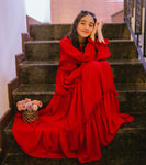 Girls Plane Georgette Red Maxi