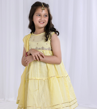 Sleeveless Shirt With Gharara 3Pc